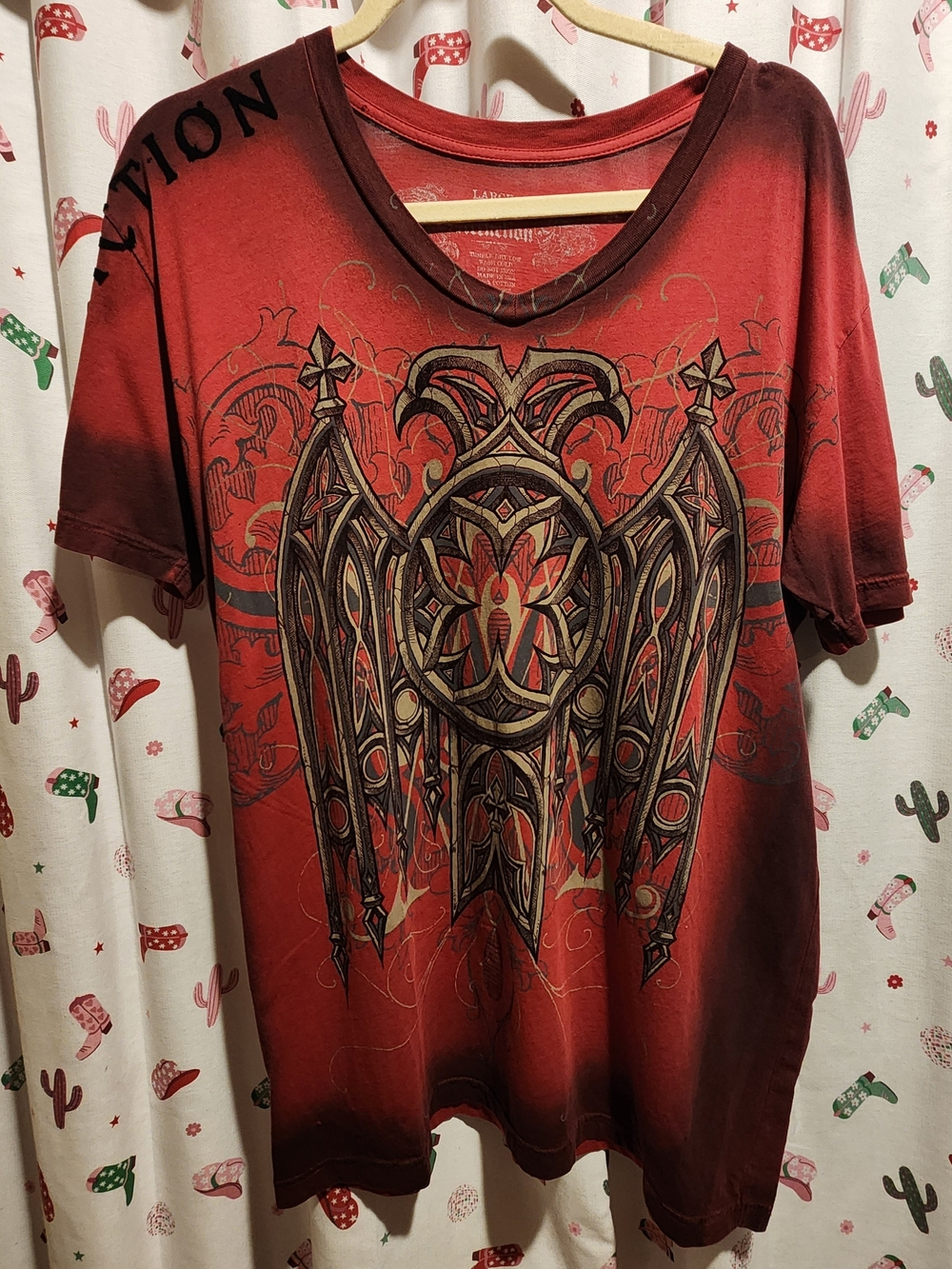 Affliction Red and Black Graphic Short-Sleeve Tee
